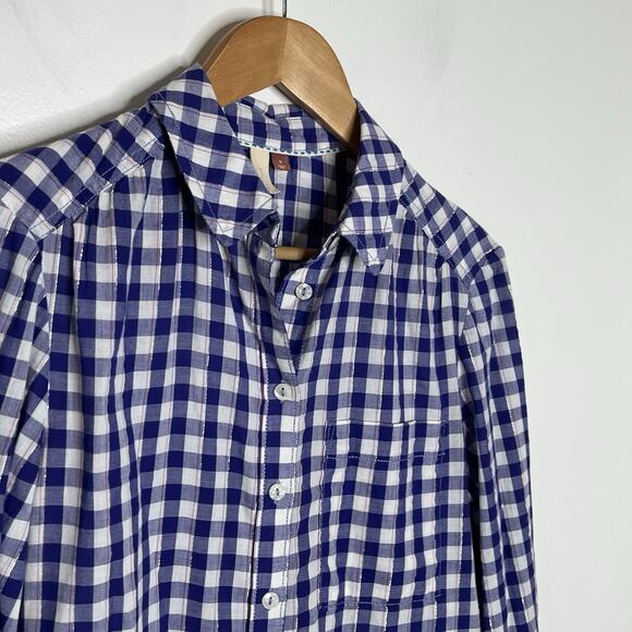 Pilcro Ombre Check Plaid Button Up Shirt Purple Womens Small Boho Anthropologie - Picture 2 of 8